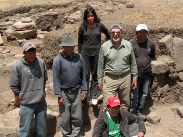 John Wolf (known locally as Lobo) with his archaeology crew in Peru